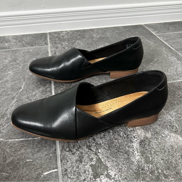 Clarks Juliet Palm Loafer Black Slip On Stacked Heel Size 11 Leather Loafer Fall - Picture 2 of 13